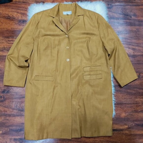 PRET A PORTER SUITS Stylish Tan Vintage Fully Lined Blazer & Pants Set Size 26W - Picture 2 of 16